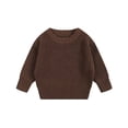 thumbnail image 1 of MIASHUI Chandails pour Tout-Petits Garçons Filles Col Ras du Cou Manches Longues Chandail Uni Hauts Tricotés, Café, 3-4 Ans, 1 of 4