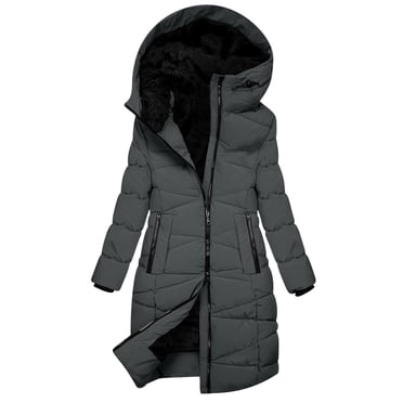 Babysbule Manteaux d'Hiver pour Femmes Liquidation Mode Femmes Manteau à Capuche pour Dames Manteau Chaud Long Matelassé Veste Ajustée