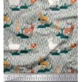thumbnail image 1 of Soimoi Cotton Poplin Fabric Rabbit,Sheep & Deer Kids Print Fabric by The Yard 56 Inch Wide, 1 of 3