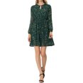 thumbnail image 2 of INSPIRE CHIC Robe pour Femme Dorure Étoile Col en V Manches Longues Robe de Soirée Évasée Ligne A TG Vert-Floral, 2 of 6