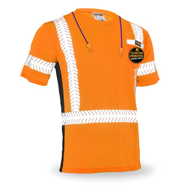 KwikSafety - Charlotte, NC - Renaissance Man Short Sleeve Safety Shirt - Fishbone Tape - Class 2 ANSI OSHA High Vis Reflective Gear/Orange Medium