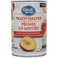 thumbnail image 1 of Great Value Pêches en Moitiés dans du Jus de Fruits Fait de Concentré, 1 of 4