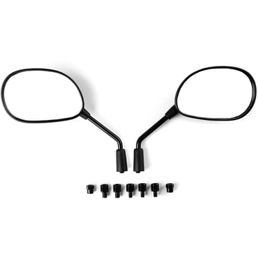 Krator Miroirs de Moto Universels Noirs pour Vélo de Rue, Sportbike, Naked Bike, Cruiser, Chopper, Scooter, Moped, ATV (Adaptateurs de Boulons 8mm + 10mm) - Paire