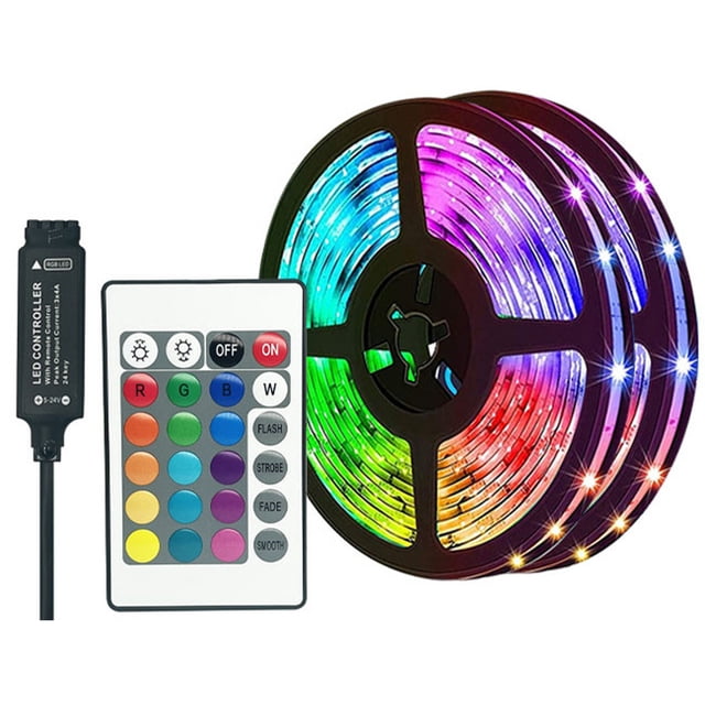 Amdohai Bande Lumineuse DEL RVB 5V 12 DEL/mètre Bande Lumineuse 5050RVB Ruban DEL Télécommande IR Luminosité Réglable pour Fête de Noël Bar Déco Maison