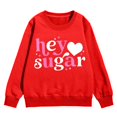 thumbnail image 4 of FAOWME Chandail en Molleton Graphique pour Filles Col Rond Manches Longues Mignon Épaule Tombante Chandail Rouge 3-4 Ans, 4 of 6