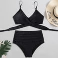 thumbnail image 2 of Pisexur Women's Push Up Bathing Suits Ruched Swimsuits Halter Bandage Two Piece Bikini High Waisted Bikini, 2 of 5