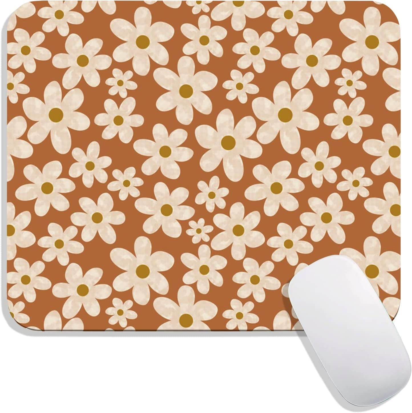 Square Mouse Pad Pretty Flower , Floral Personalized Premium-Textured Mousepads Design , Washable Lycra Cloth Mousepad , Non-Slip Rubber Base Computer Mouse Pads for Wireless Mouse