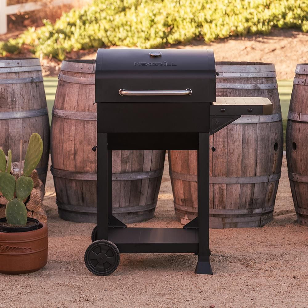 Barbecue à charbon de bois style chariot avec tablette latérale