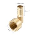 thumbnail image 2 of Unique Bargains 16mm Barbed x G1/2 Female Thread Brass Hose Barb Fitting Elbow, 2 of 6