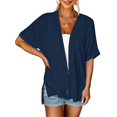 thumbnail image 2 of Jsaierl Cardigans Légers pour Femmes Été Décontracté Manches Courtes Hauts Plage Vacances Chemises Douces Confortables Amples, 2 of 6
