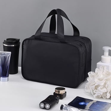 Men's Travel Toiletry Bag Waterproof Large Capacity Cosmetic Organizer Double Layer Wash Pouch with Wet Dry Compartments for Gym & Shower Essentials Hzhnb | Nylon,Spandex, Black