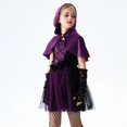thumbnail image 2 of MKOSPLRT Robe en Tulle à Paillettes d'Halloween pour Tout-Petites Filles Sorcière Ensembles Amusants de Vacances 2 Pcs Capes à Capuche Mini-Robe en Maille 4-14 Ans, 2 of 10