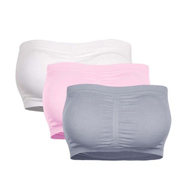 Soutiens-gorge Grande Taille 3 Pcs pour Femmes, Bandeau Sans Bretelles, Tube, Silhouette Généreuse, Sans Coutures, Bonnets Amovibles Rembourrés, Couleurs Mixtes, Soutiens-Gorges Légers pour Femmes 2023