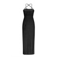thumbnail image 3 of B91xZ Robe Maxi Grande Taille pour Femmes Sans Manches Dos Nu Ourlet à Volants Robe de Cocktail Élégante, Noir S, 3 of 5