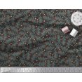 thumbnail image 2 of Soimoi Black Poly Georgette Fabric Snowflake & Red Berries Fruits Decor Fabric Printed Yard 42 Inch Wide, 2 of 6
