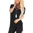thumbnail image 1 of Birdeem Womens Fashion Solid V Neck Short Sleeve T-Shirt Blouse Loose Tops, 1 of 6