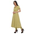 thumbnail image 2 of Moomaya Robe en Coton pour Femmes Décontractée d'Été à Fente avant Unie à Manches Courtes Kurta, 2 of 6