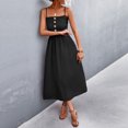 thumbnail image 4 of XZNGL Long Summer Dress for Women Summer Suspender Sling Dress Button Solid Casual Long Dress Casual Summer Dress for Women Long Dress for Women Summer Casual Dress for Women Summer, 4 of 8