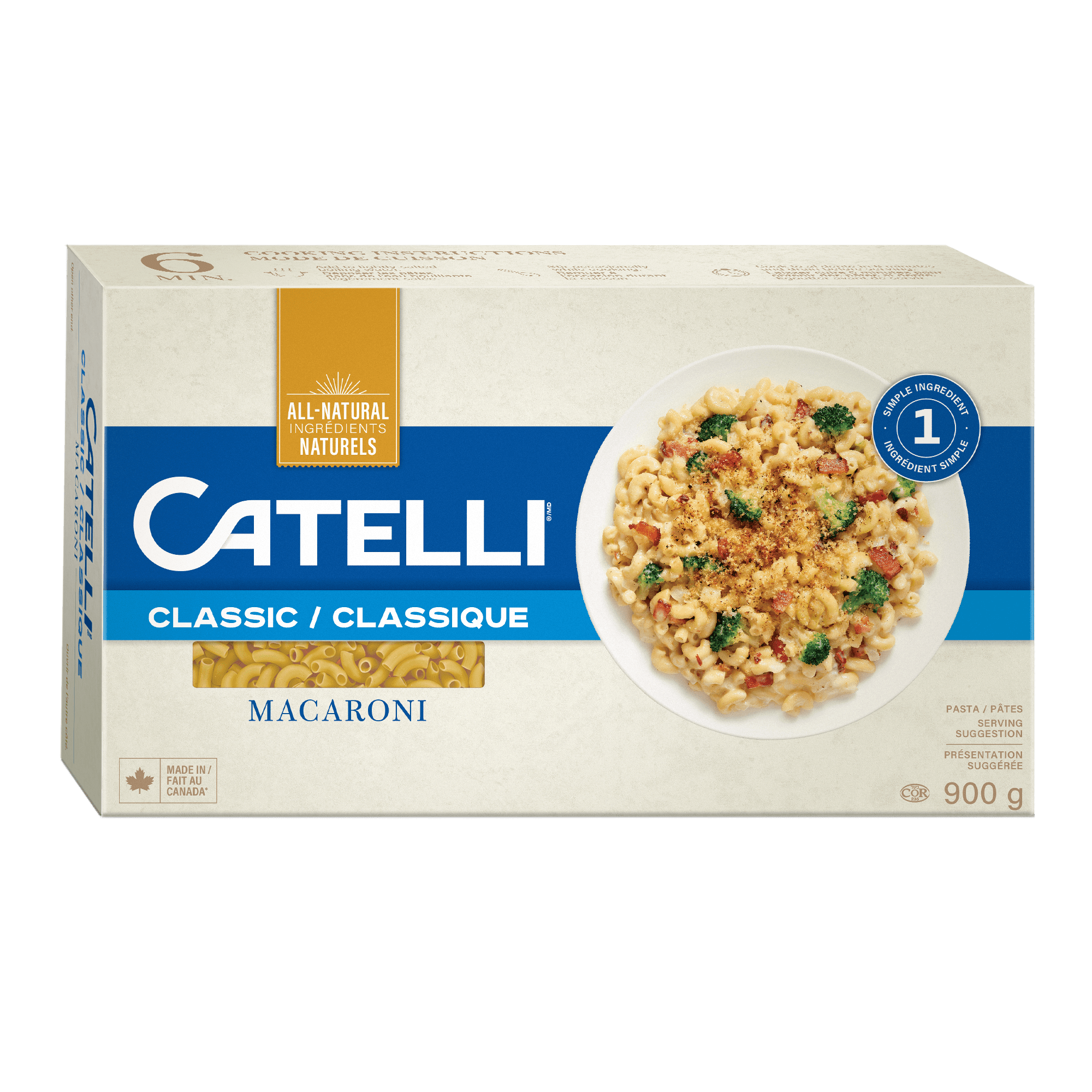 Catelli Classic All-Natural Macaroni Pasta 900g