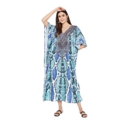 Oussum Kaftan for Women Dress Summer Loose Casual Plus Size Evening Gown Printed Ladies Long Caftan Elegant Dresses Online