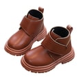 thumbnail image 4 of Bottes d'Hiver pour Enfants en Cuir Uni Style Britannique, 4 of 5