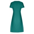 thumbnail image 4 of LOVZFMLL Women's New Solid Button Double Pocket Contrast Round Neck Dress Green M, 4 of 8