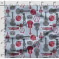 thumbnail image 2 of Soimoi Musical Instruments Print, Silk Fabric, Decor Sewing Fabric by The Yard 42 Inch Wide,Decorative Fabric for Shirts Suits Ties, Light Blue, 2 of 5