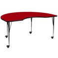 thumbnail image 1 of Mobile 48''W x 96''L Kidney Red Thermal Laminate Activity Table - Standard Height Adjustable Legs, 1 of 3