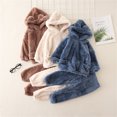 thumbnail image 2 of PatPat 2-piece Toddler Girl/Boy Ear Design Fuzzy Hoodie Sweatshirt and Pants, 2 of 6