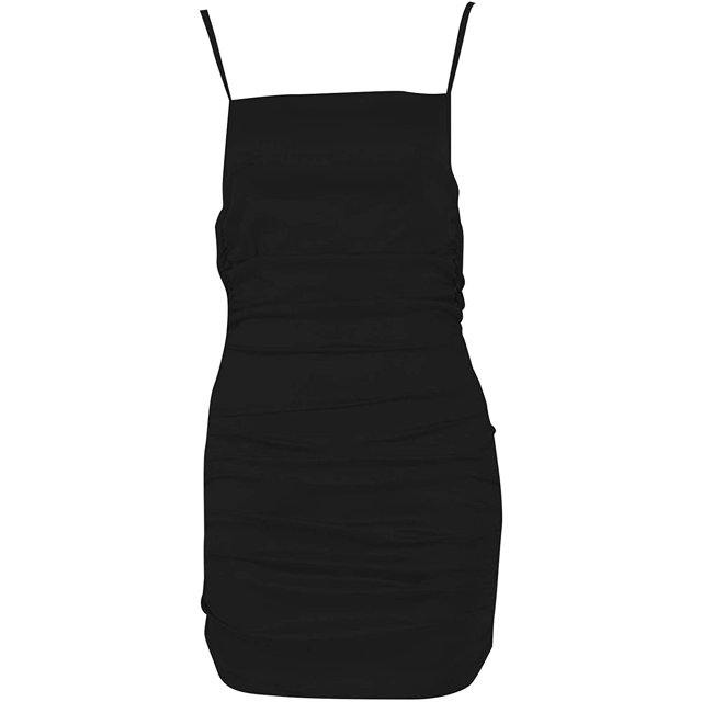 Dress, Party Spaghetti Straps Bodycon Women Backless Ruched Mini Sling for Summer Beach Casual Fit