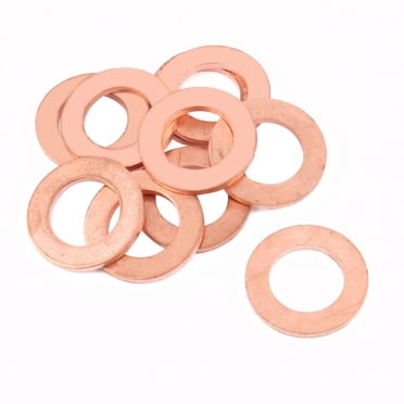 Unique Bargains 10 Pcs Anneau Plat 24mm x 14mm x 2mm Rondelle en Cuivre Concassée Joint d'Étanchéité Attache