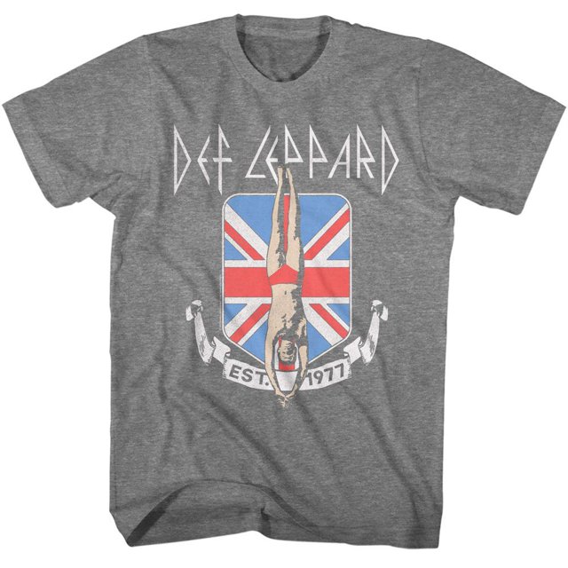 Def Leppard Def Leppard Diver Union Jack Graphite Heather Adult T-Shirt