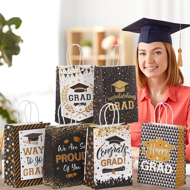 TIMIFIS Kraft Paper Pockets, Home Decor 6 PCS Pack Graduation Season Gift Bags Candy Bags Kraft Paper Gift