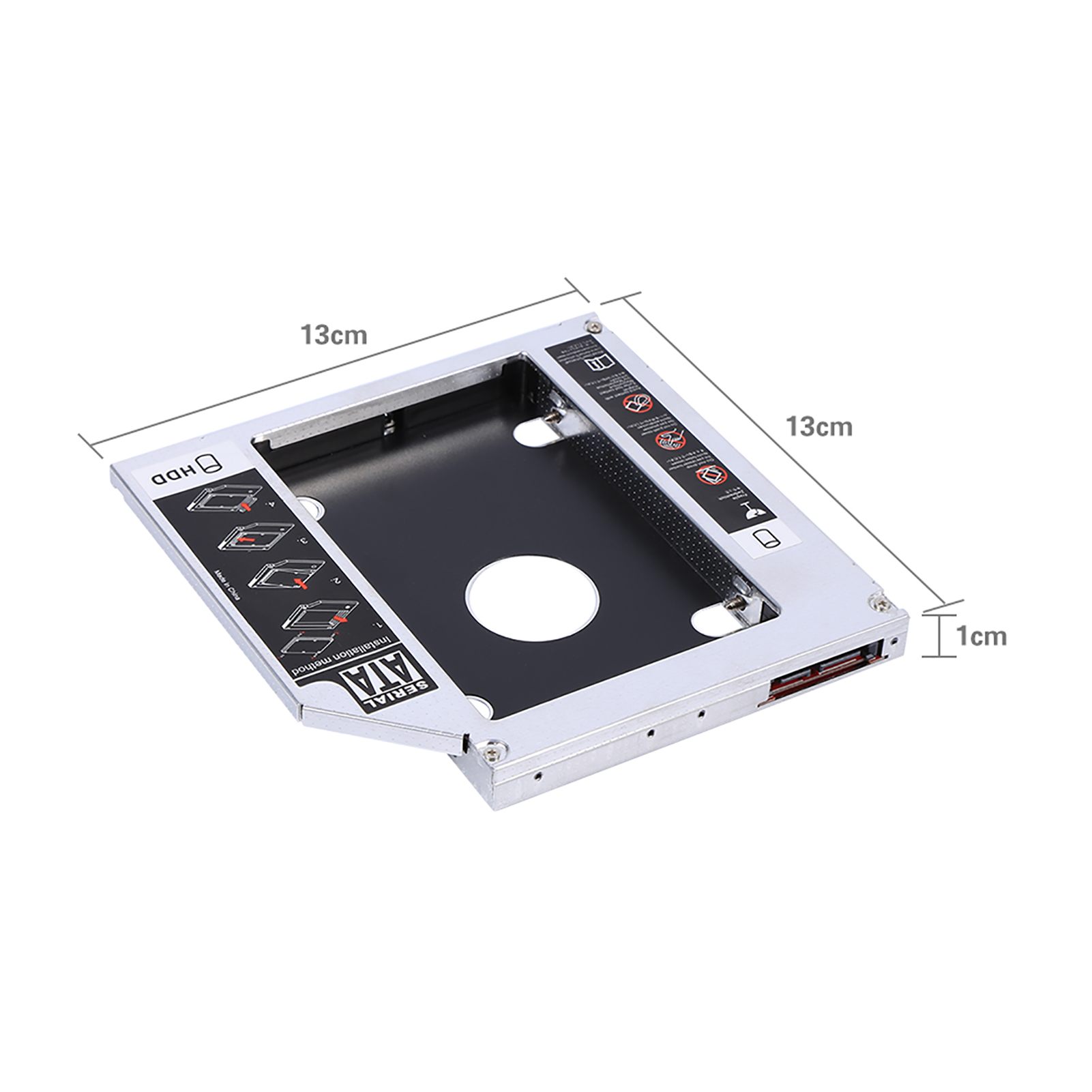 Aluminum  HDD SSD Enclosure 12.7mm Hard Drive Bay Caddy Optical DVD Adapter