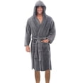 thumbnail image 1 of Innerwin Bath Robes Hoodie Men's Wrap Robe Winter Long Sleeve Soft Dressing Gown Gray 4XL, 1 of 3