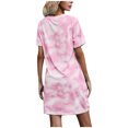 thumbnail image 4 of Pisexur Robe à Manches Courtes Col Rond Mode Femmes Été Manches Courtes Sexy Décontractée Robe Col Rond Confort Ample Ameublement Maison Couleur Col en V Plissée Polyvalente Slim Robe Femmes, 4 of 4