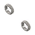 thumbnail image 1 of Maytalsory Bague en Cristal Extensible de Luxe Unique pour Déclaration d'Amour Bague Incrustée à la Mode Argent 2 Rangées 2Ensemble, 1 of 6