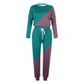 thumbnail image 4 of CHUANK Womens Sport Set Long Sleeve Patchwork Color with Loose Cozy Petite Sweatpant Trendy Fall Winter Suits (X-Large  Pink), 4 of 5