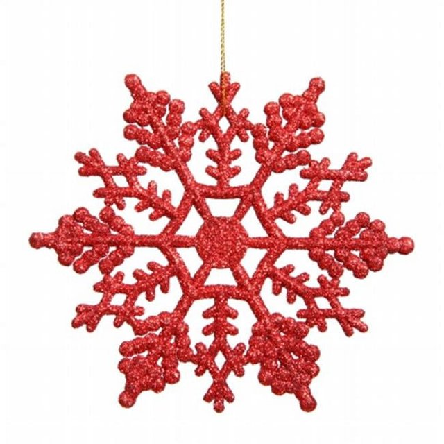 Vickerman M101403 Boîte de 4 Po. Flocon de Neige Pailleté Rouge 24-Pvc
