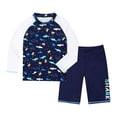 thumbnail image 1 of Toddler Boys Swim Suits Shark Print Long Sleeve Rash Guard Shirts And Swim Trunks Two Pieces Sets Hot Spring Swimwear Size 2-3T Blue, 1 of 7