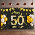 thumbnail image 2 of Golden Glitter Happy 50th Birthday Banner Decorative Background for Milestone Celebration Party Decor Photo Shoot, 2 of 5