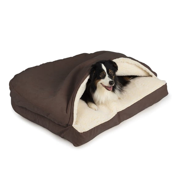 Snoozer Pet Products Luxury Rectangle Cozy Cave Dog Bed with Microsuede Small Hot Fudge
