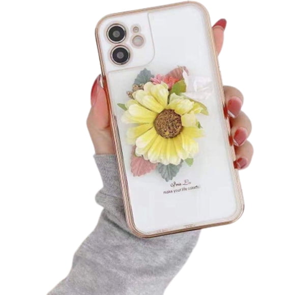 Étui Robuste pour iPhone 12 Pro, Bracelet Chaîne de Poignet, Style Fleur de Luxe, Couverture - Blanc
