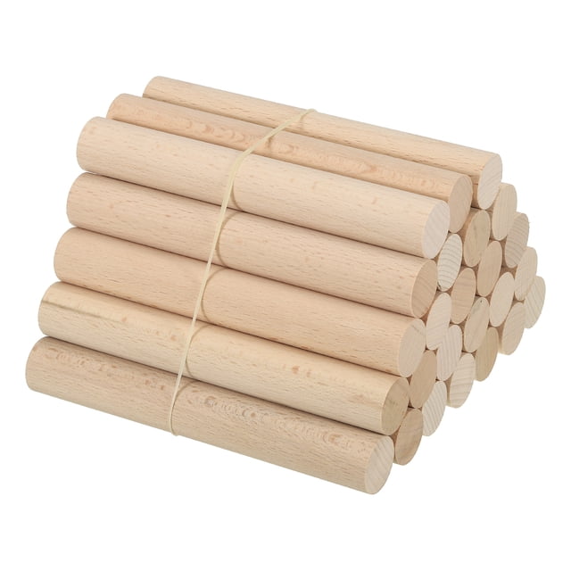 Unique Bargains 3/4 x 6 Inch Dowel Rods Wood Sticks Unfinished Wooden Dowel Rods Round Dowels Sticks 25 Pcs