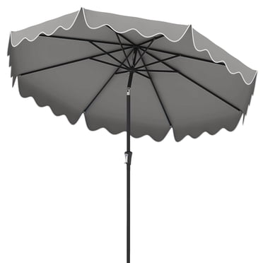 Costway Parasol de Patio 9 Pi Parasol de Marché à 2 Niveaux pour Table avec Auvent anti-UV Gris