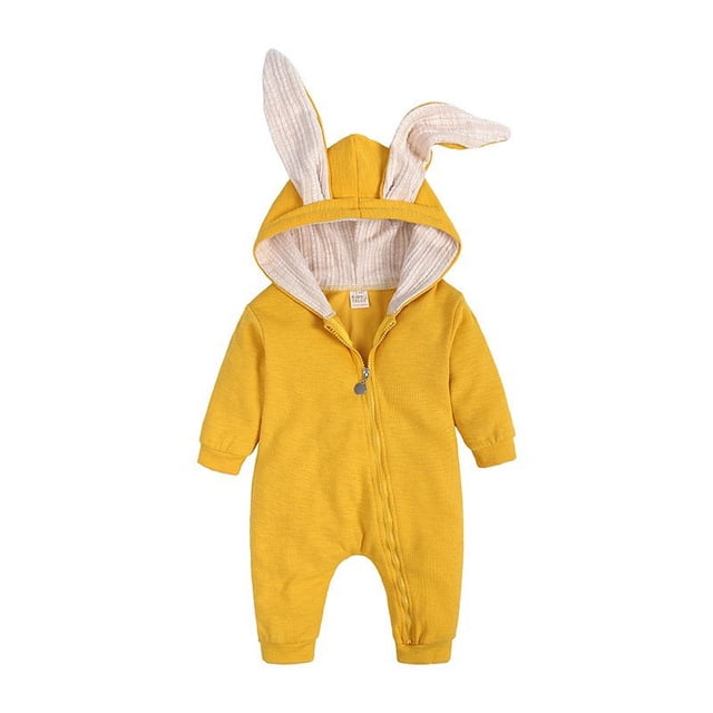 Combinaison une-Pièce en Molleton pour Bébé, Chaude et Mignonne, Bunny, à Capuche, pour Bébé 0-2T, Mode, Pyjama Combinaison pour Nourrisson, Tenue Automne et Hiver