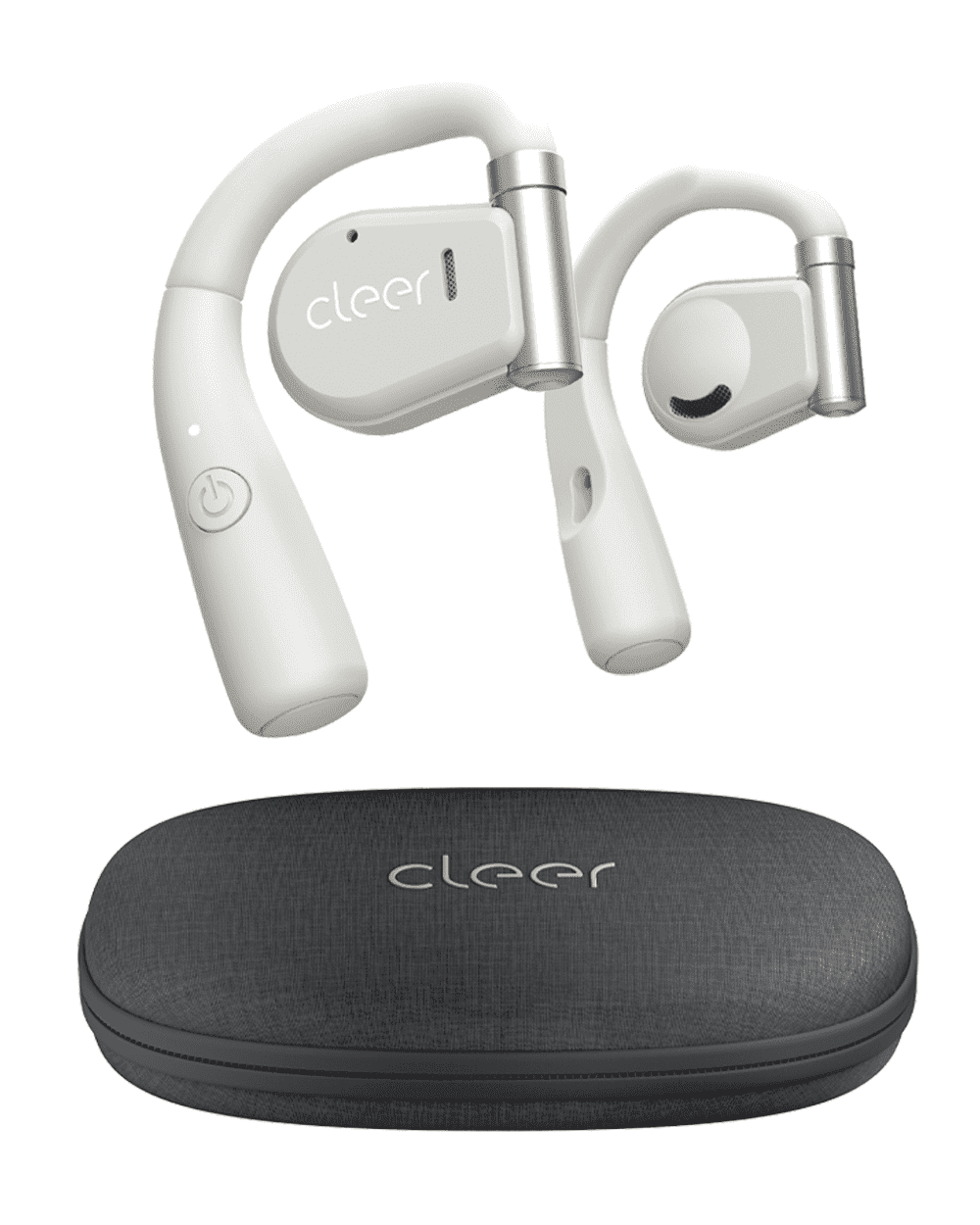 Cleer ARC Open-Ear Wireless Earbuds, Superior Sound, Touch Controls, 18H Playtime, Bluetooth 5.0, Light Grey