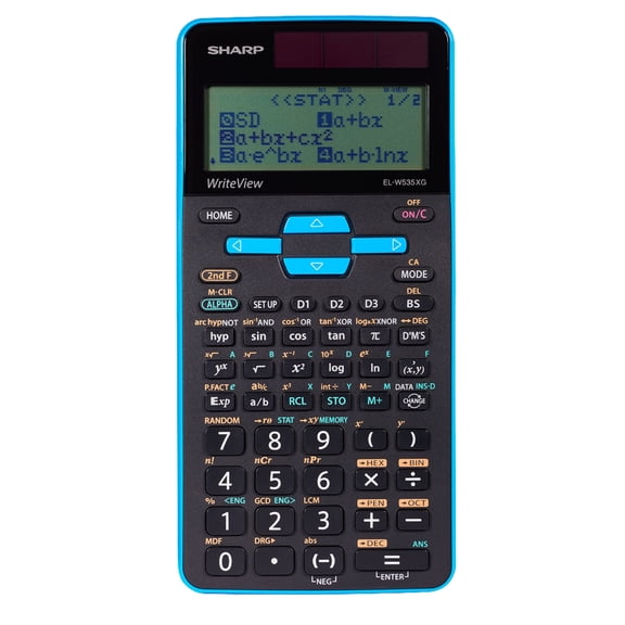 Calculatrice scientifique Sharp ELW535XGBL WriteView pour le secondaire, cégep et université, 422 fonctions, écran 16 chiffres, 3 modes, statistiques et 12 touches mémoire