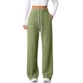 thumbnail image 3 of fatyb Womens Casual Ribbed Knit Pants Wide Leg Lounge Pants with Pockets Drawstring Loose Comfy Trousers, 3 of 6