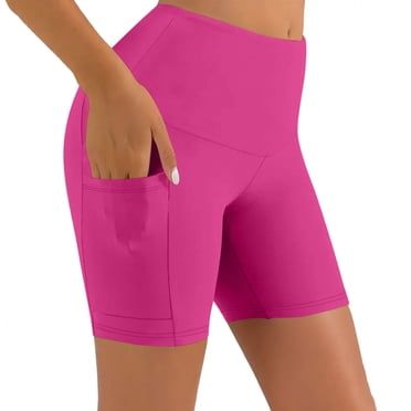 Plebaso Shorts de Yoga pour Femmes avec Poches Taille Haute Leggings Extensibles Shorts Unis Shorts de Course Cyclistes